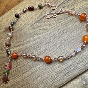 Handcrafted gemstone necklace beaded necklace fall inspired jewelery